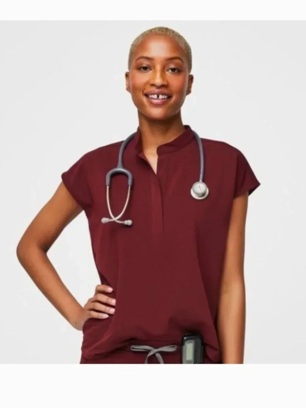 EUC FIGS Rafaela™ Oversized Scrub Top Burgundy PO#1699 Size L